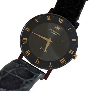 Raymond Weil Othello ultra thin 144 Black Gold Roman Numeral Swiss Quartz